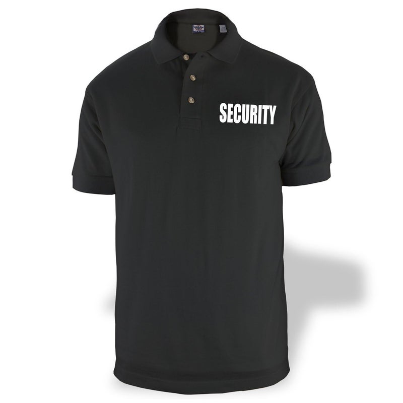 First Class Poly/Cotton Security Polo Shirts (Large, Black/White Security) - Image 1
